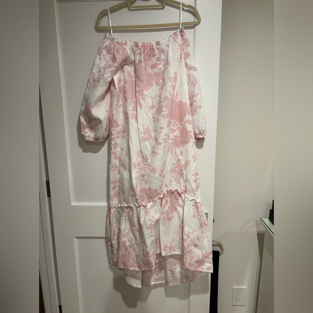 Saks Fifth Avenue Pink Floral Off-Shoulder Dress